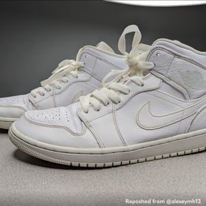 Jordan 1 Mid Triple White